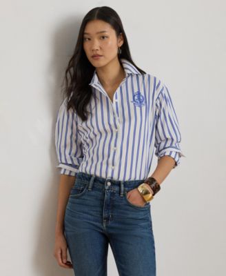 Women's Relaxed Fit Striped Collared Shirt