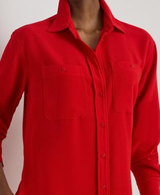 Women's Long-Sleeve Spread Collar Shirt Dress