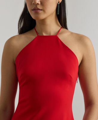 Women's Double-Faced Crepe Halter Gown