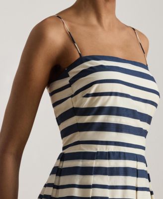 Women's Striped Satin Sleeveless Cocktail Dress