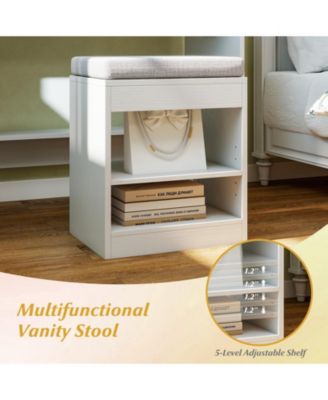 31.5" Vanity Desk with Lighted Mirror, 3 Lighting Modes, and Storage Shelves