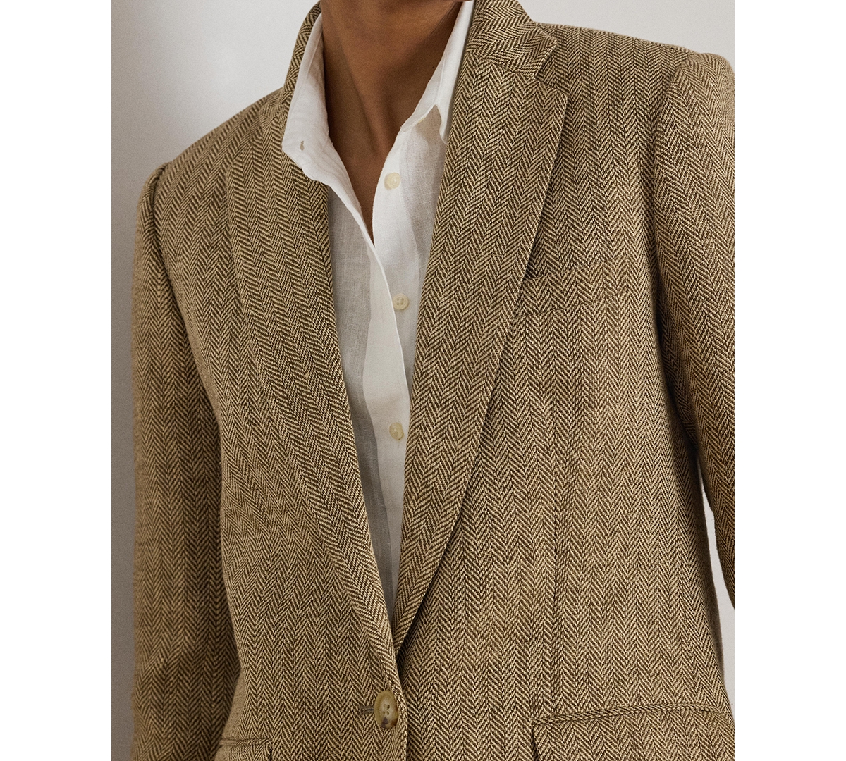 Lauren Ralph Women's Herringbone Long-Sleeve Blazer