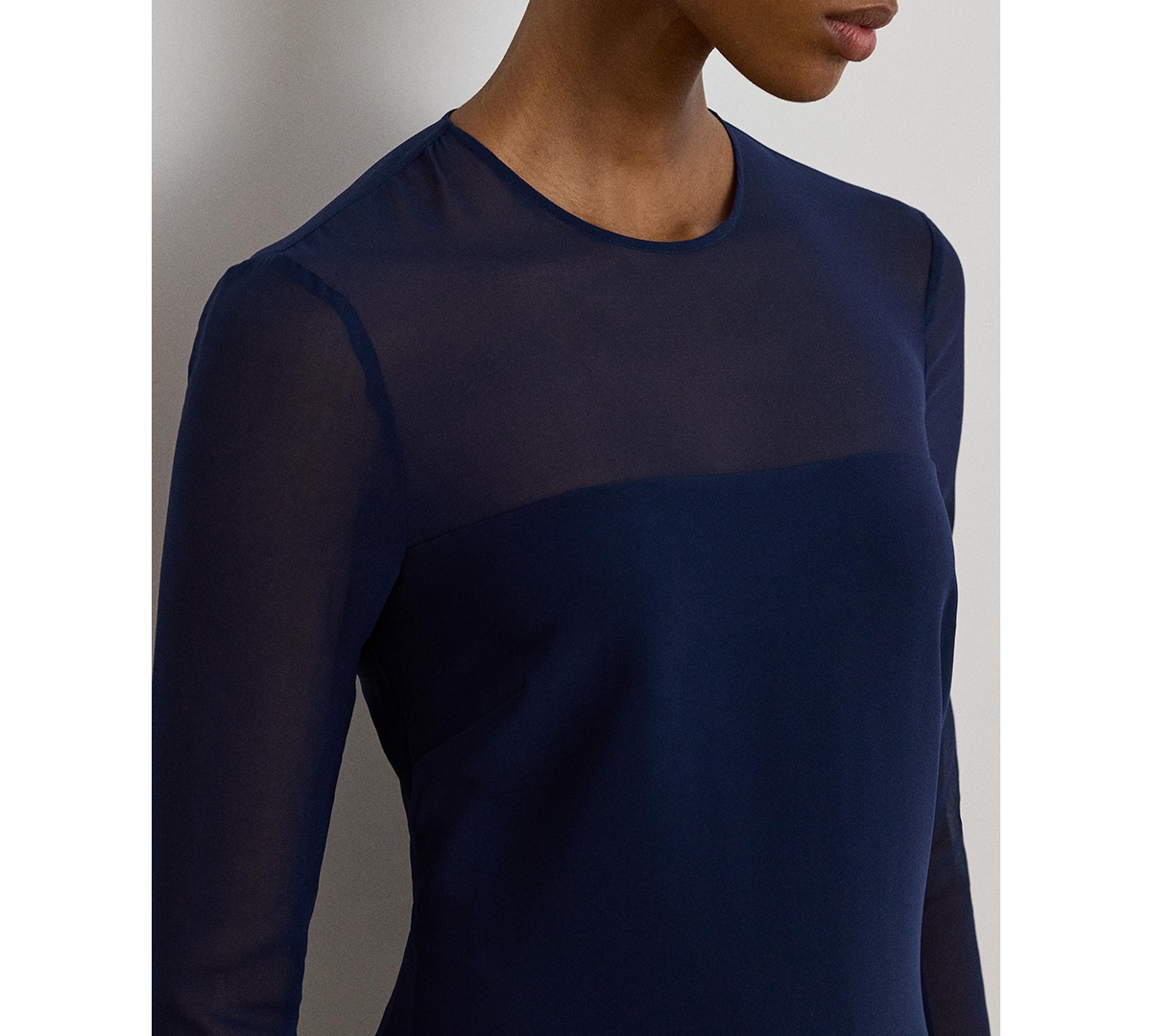 Lauren Ralph Women's Crepe & Chiffon Cocktail Dress