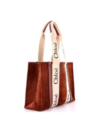 Medium Woody Tote Suede with Canvas