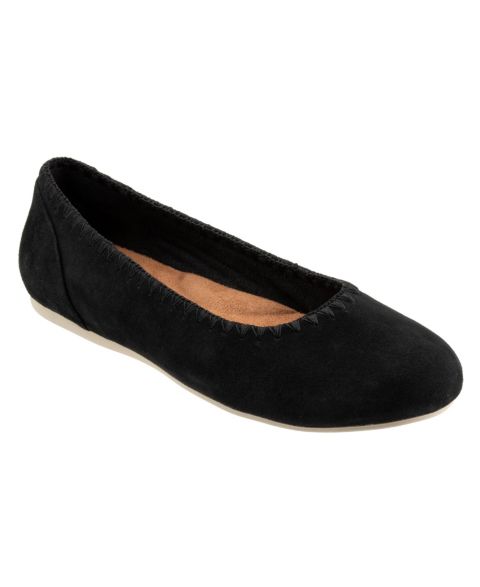 Женские балетки SoftWalk Sonoma Embroidery Flat, цвет: Чёрный замшевый