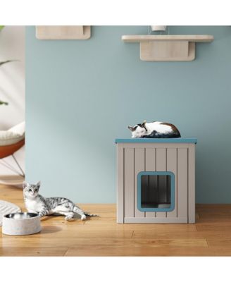 Indoor Outdoor Blue Cat Tent Foldable Pet Enclosure with Ventilated Mesh