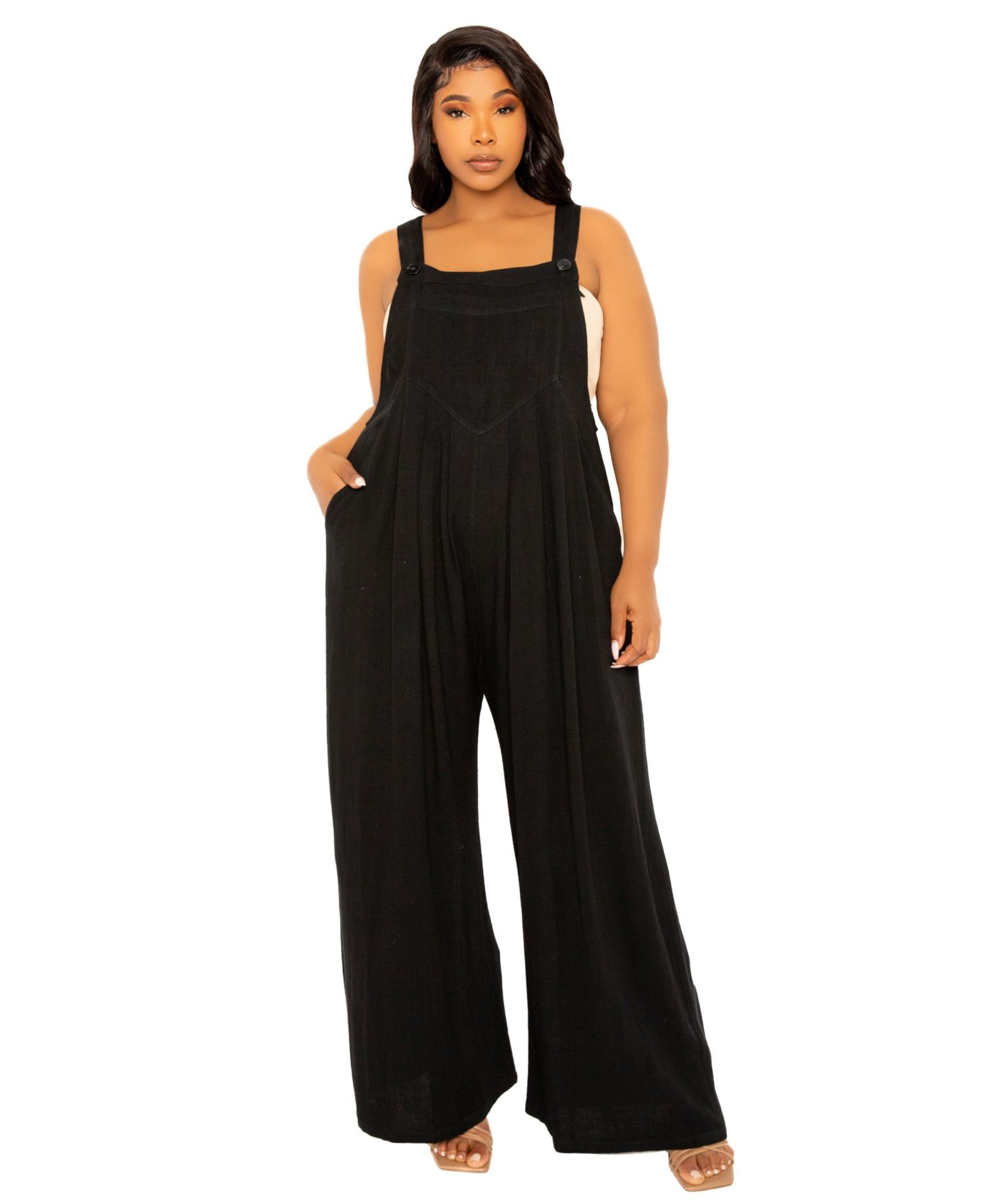 women's Plus Size Wide Leg Linen Jumpsuit