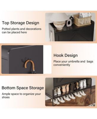 Shoe Storage Cabinet with 2 Flip Drawers, Freestanding Shoe Organizer for Entryway, Hallway