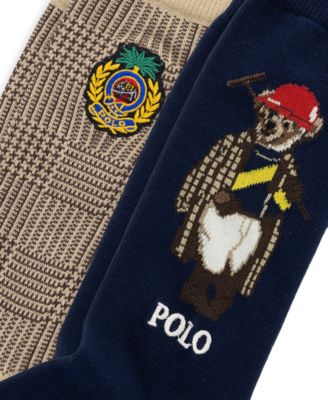 Men's Polo Society Bear Socks, 2-Pack