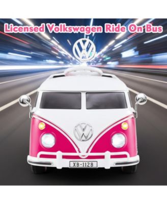 12V Ride On Car Licensed Volkswagen Ride-on Bus with Cup Holder and LED Headlights for 3+ Years