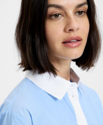 Women's Collared Neck Poplin Shirt