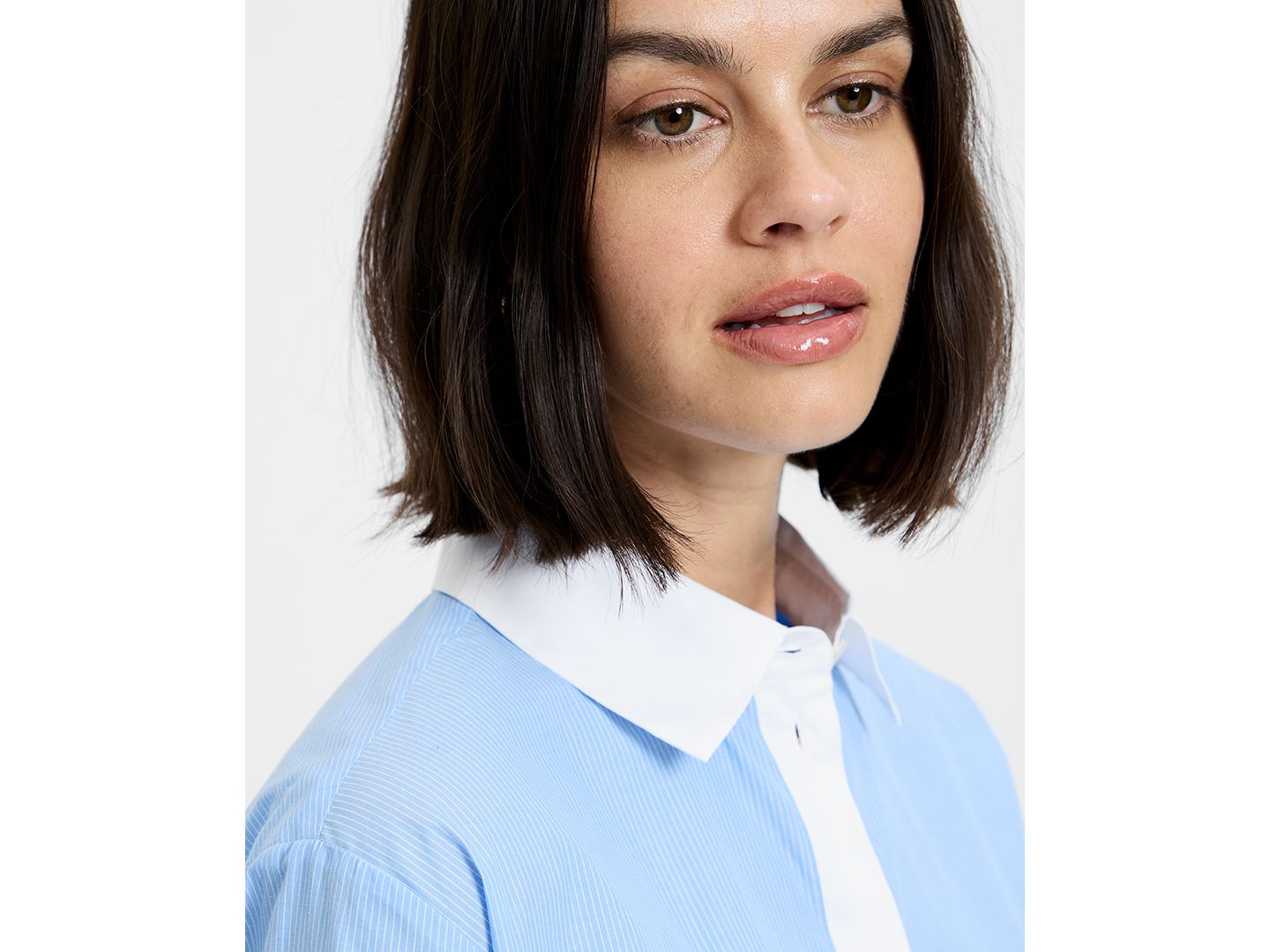 Женская рубашка French Connection Collared Neck Poplin, цвет: Синий — фото 4