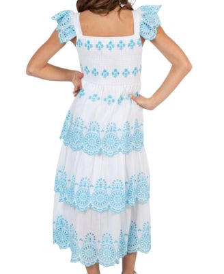 Girls' 7-16 Smocked Square Neck Dress