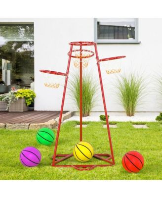 4-Hoop Kids Basketball Set, Multi-Height Fixed Hoops for Family & Group Play