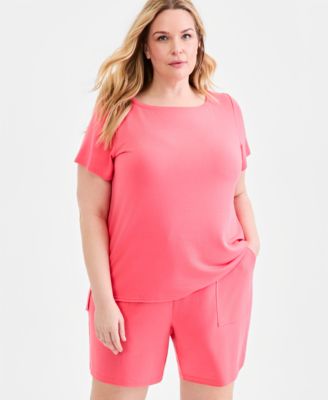 Plus Size Lux Soft French Terry Raw-Hem Top