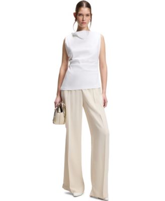 BOSS by Women's Mercerized Cotton Cowl-Neck Asymmetric Top