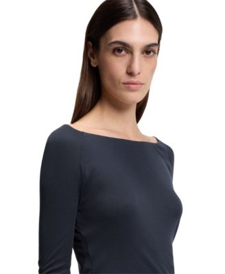 BOSS by Women's Sheer Jersey Double-Layered Jersey Top