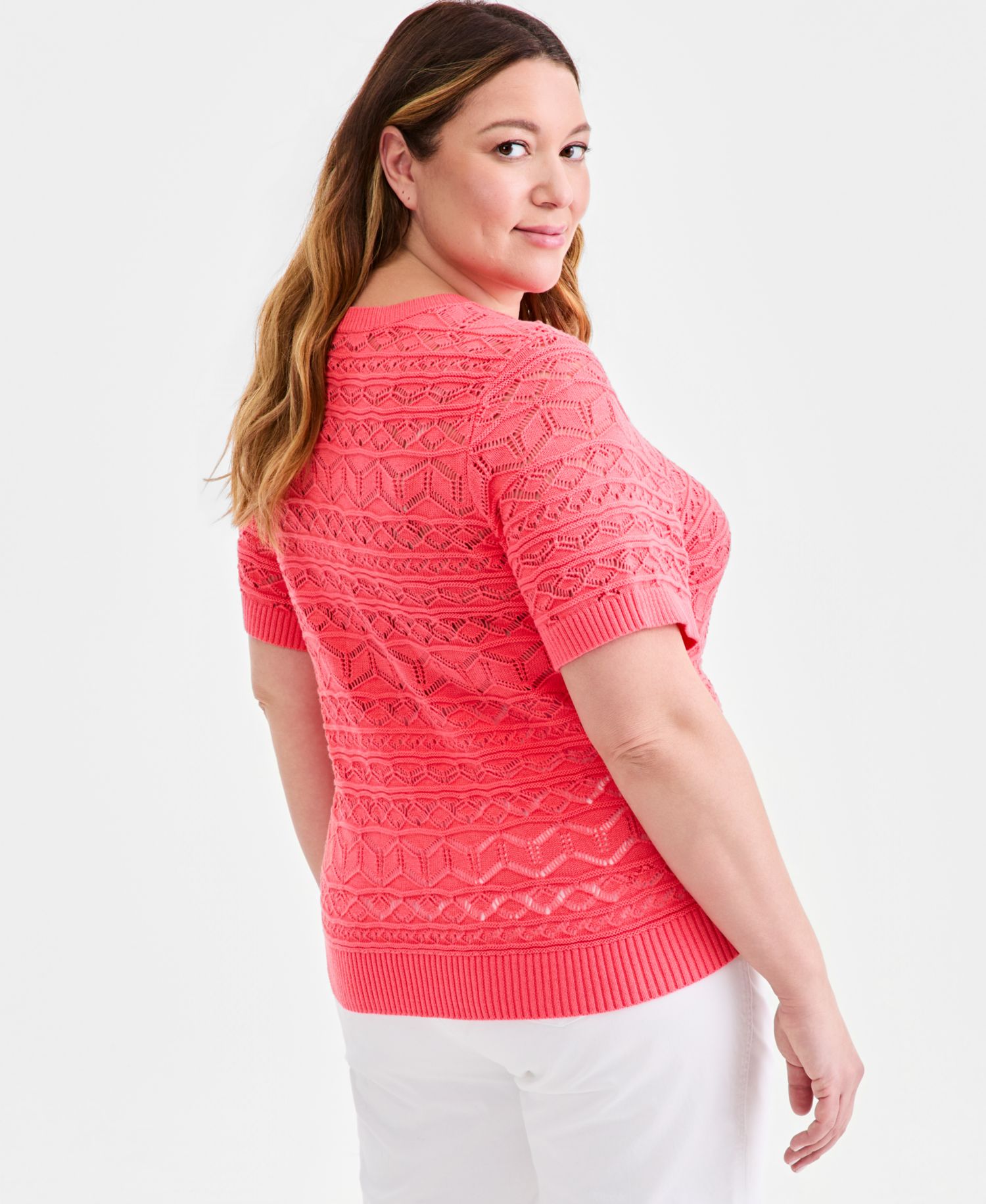 Petite Short-Sleeve Crewneck Sweater