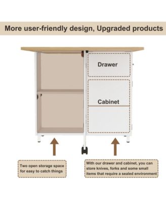 Folding Dining Table with Drawers and Cabinets