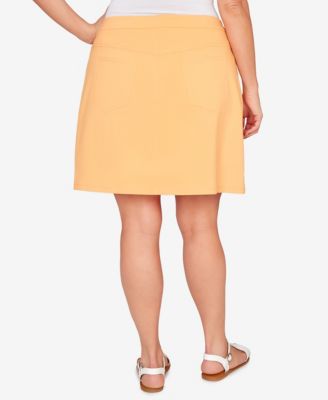 Plus Size Solid Tech Stretch Pull On Skirt