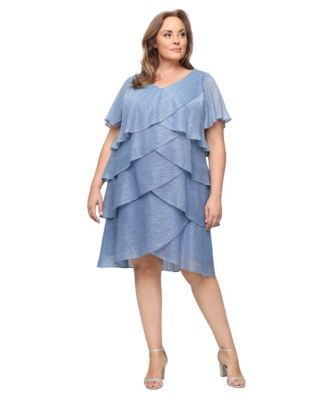 Plus Size Tiered Metallic Dress