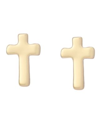 Gold Cross Stud Earrings