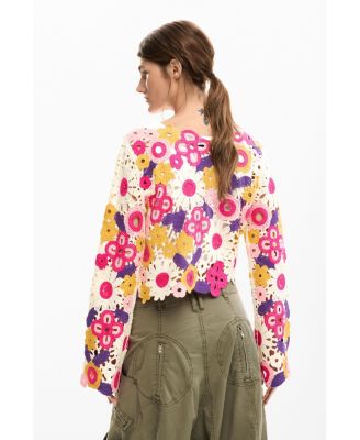 Women's Multicolor Crochet Sweater