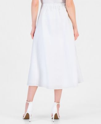Women's Linen-Blend Pull-On A-Line Midi Skirt