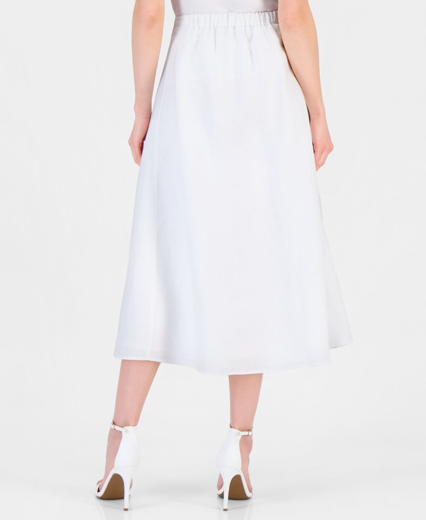 Женская юбка Anne Klein Linen-Blend Pull-On A-Line Midi, цвет: Белый — фото 4