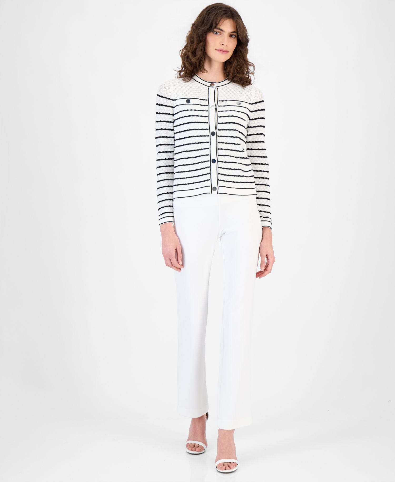 Women's Stitch Stripe Button-Front Cardigan