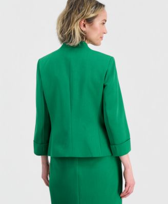 Petite Zip-Pocket 3/4-Sleeve Blazer