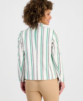 Women's Striped Flap-Pocket Blazer