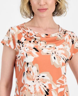 Women's Cowl-Neck Cap-Sleeve Top