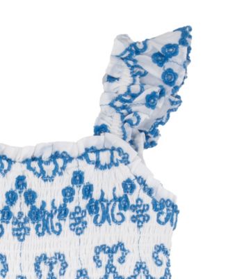 Girls' 4T-6X Embroidered Eyelet Smocked Dress