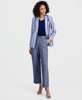 Women's Striped Open-Front Blazer