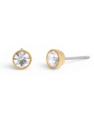 Faux Stone Halo Round Stud Earrings