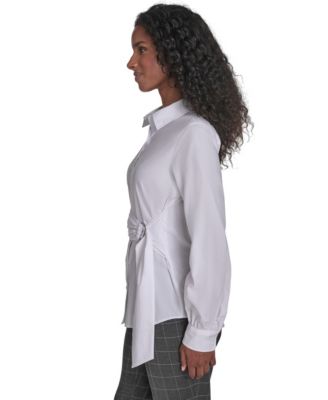 Women's Tie Waist Collared Neck Top