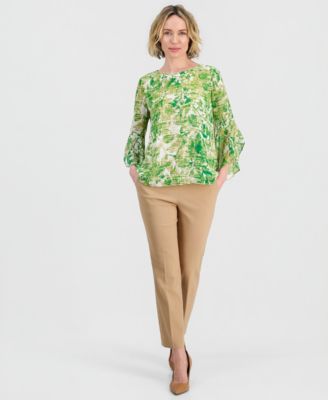 Women's Ruffle-Cuff 3/4-Sleeve Top