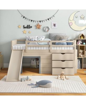 3-in-1 Twin Loft Bed with Slide, Ladder, and Storage Drawers