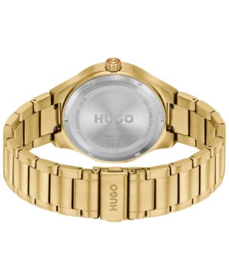 Men's Lit Quartz Ionic Plated Thin Gold Steel Watch, 42mm