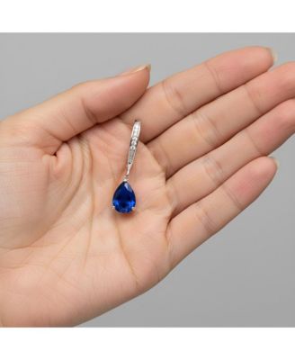 Dainty White Gold Plated Pear CZ Teardrop Lever Back Earrings