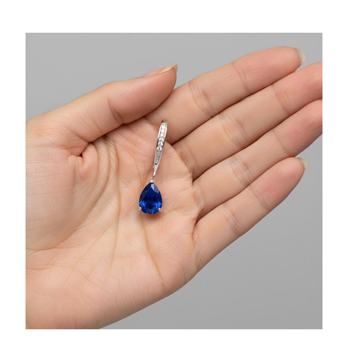 Sterling Silver Cubic Zirconia Teardrop Leaver back Earrings