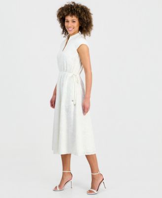 Women's Lace Drawstring-Waist Midi Dress