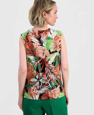 Women's Printed Sleeveless Cowl-Neck Top