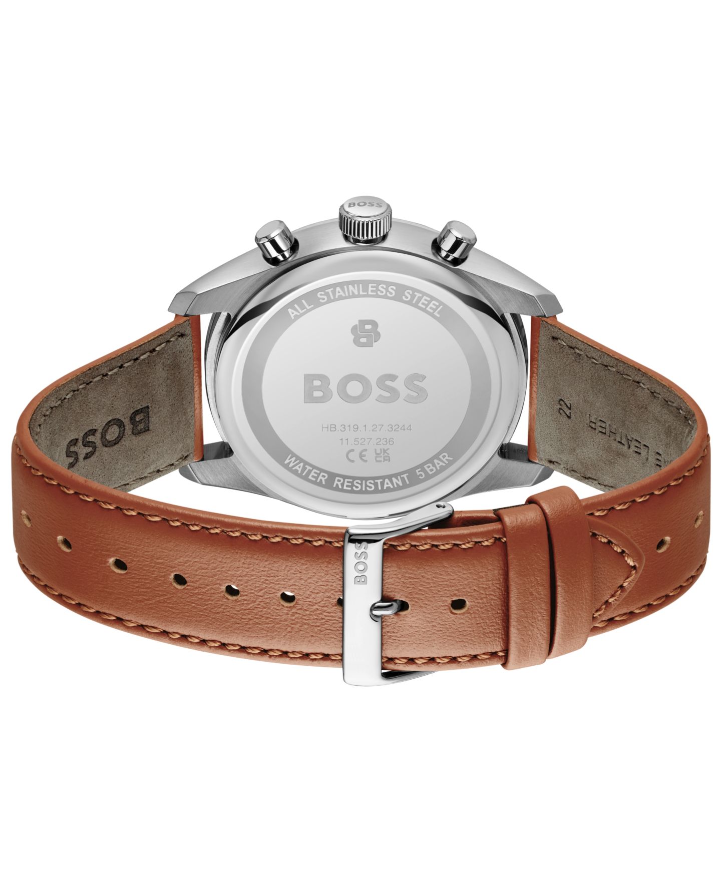 Мужские часы Hugo Boss Grand Prix 44 Quartz Chrono Brown Leather Watch, 44.5mm — фото 3
