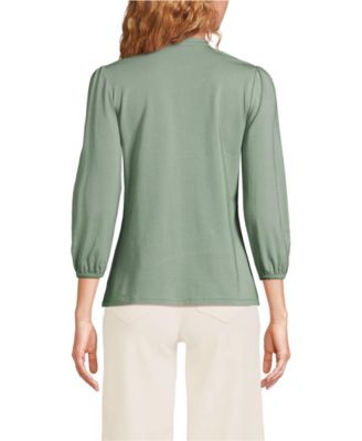Women's Tall Lightweight Jersey Button Pintuck Top
