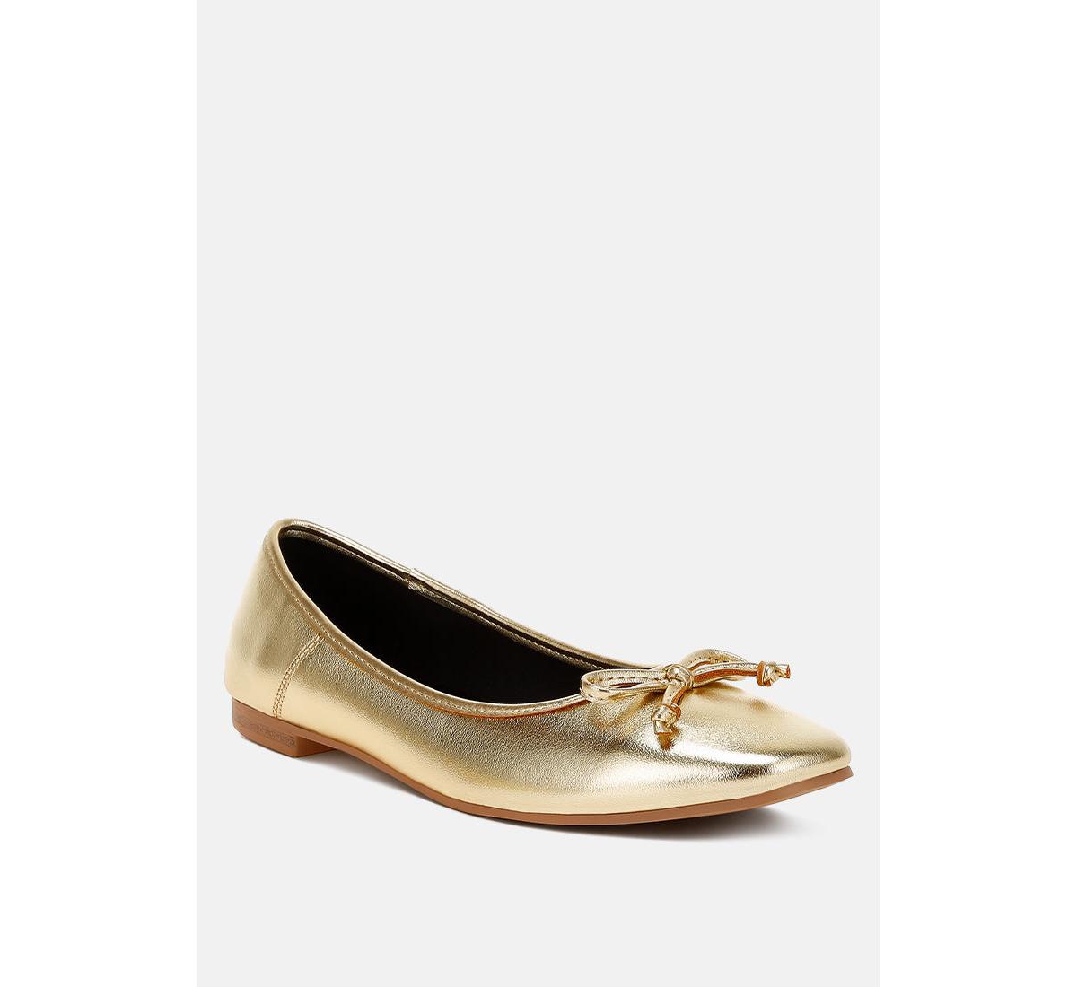 Enchanted Bow Detail Metallic Ballerinas