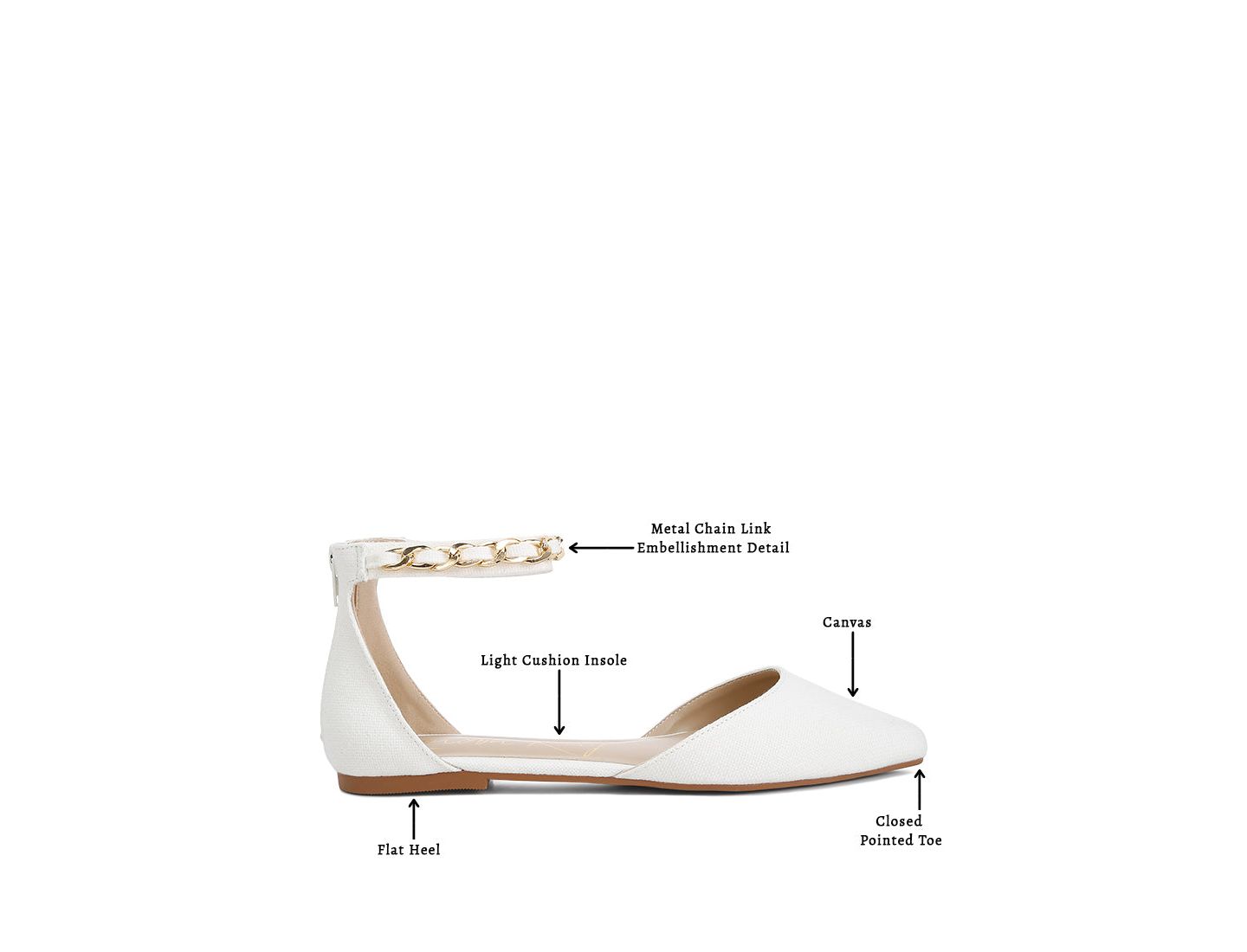 Женские сандалии London Rag Buqisi Chain Embellished Flat s, цвет: Белый — фото 5