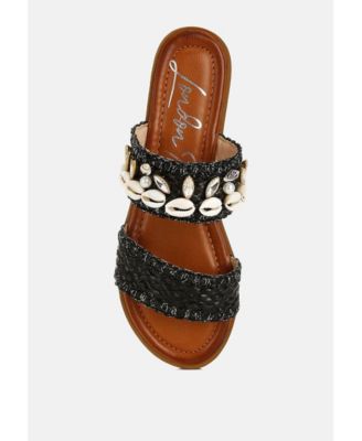 Womens Shellfish Raffia Slip On s Sandals
