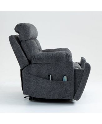 Velvet Electric Lift Recliner with Heating and Massage, Power Lift Sofa Chair with 2 Pocket Cup Holders, 2 Remote Controls, 4 OKIN Motors